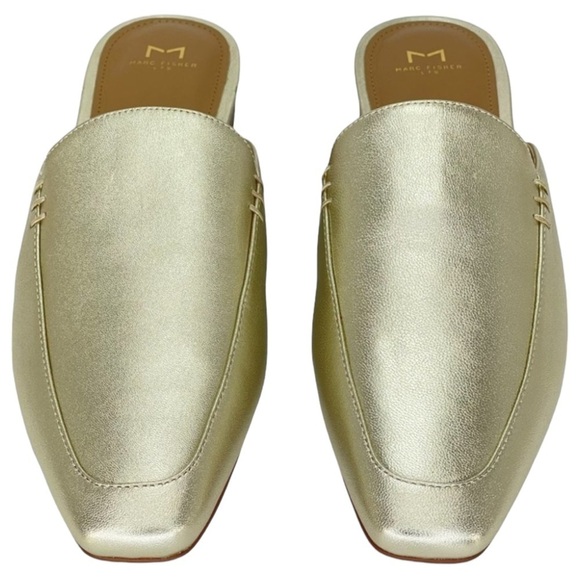 Marc Fisher LTD Pam Gold Leather Metallic Leather Womens Flat Mules Size 6M - Picture 6 of 16